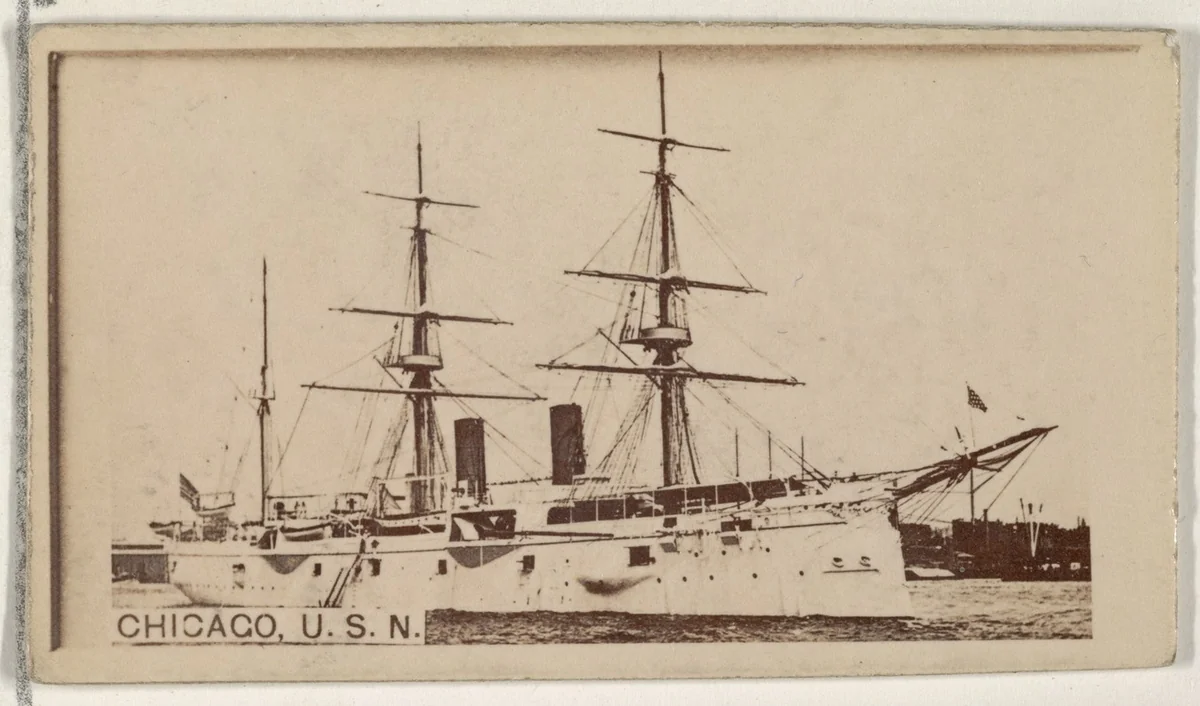 Chicago, U.S.N., from the Famous Ships series (N50) for Virginia Brights Cigarettes by Allen & Ginter, photograph, 1895