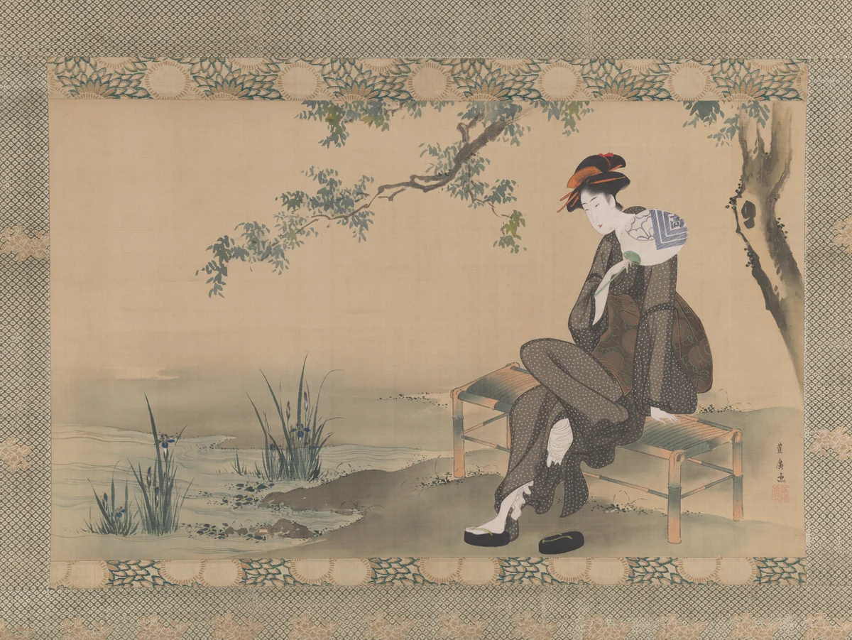 Woman Cooling Herself by Utagawa Toyohiro (歌川豊広), painting, 1790-1810