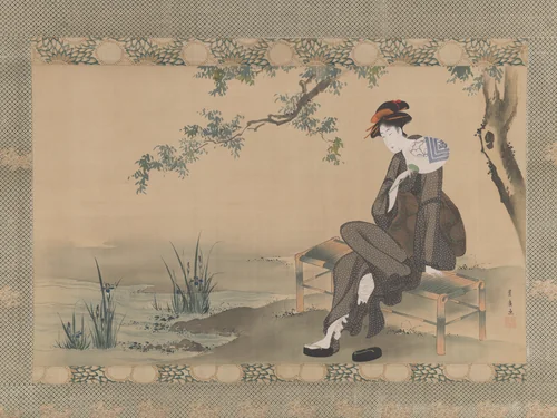 Woman Cooling Herself by Utagawa Toyohiro (歌川豊広), painting, 1790-1810