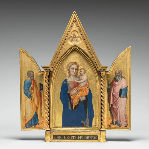 Madonna and Child, with the Man of Sorrows [middle panel] by Nardo di Cione, painting, 1360