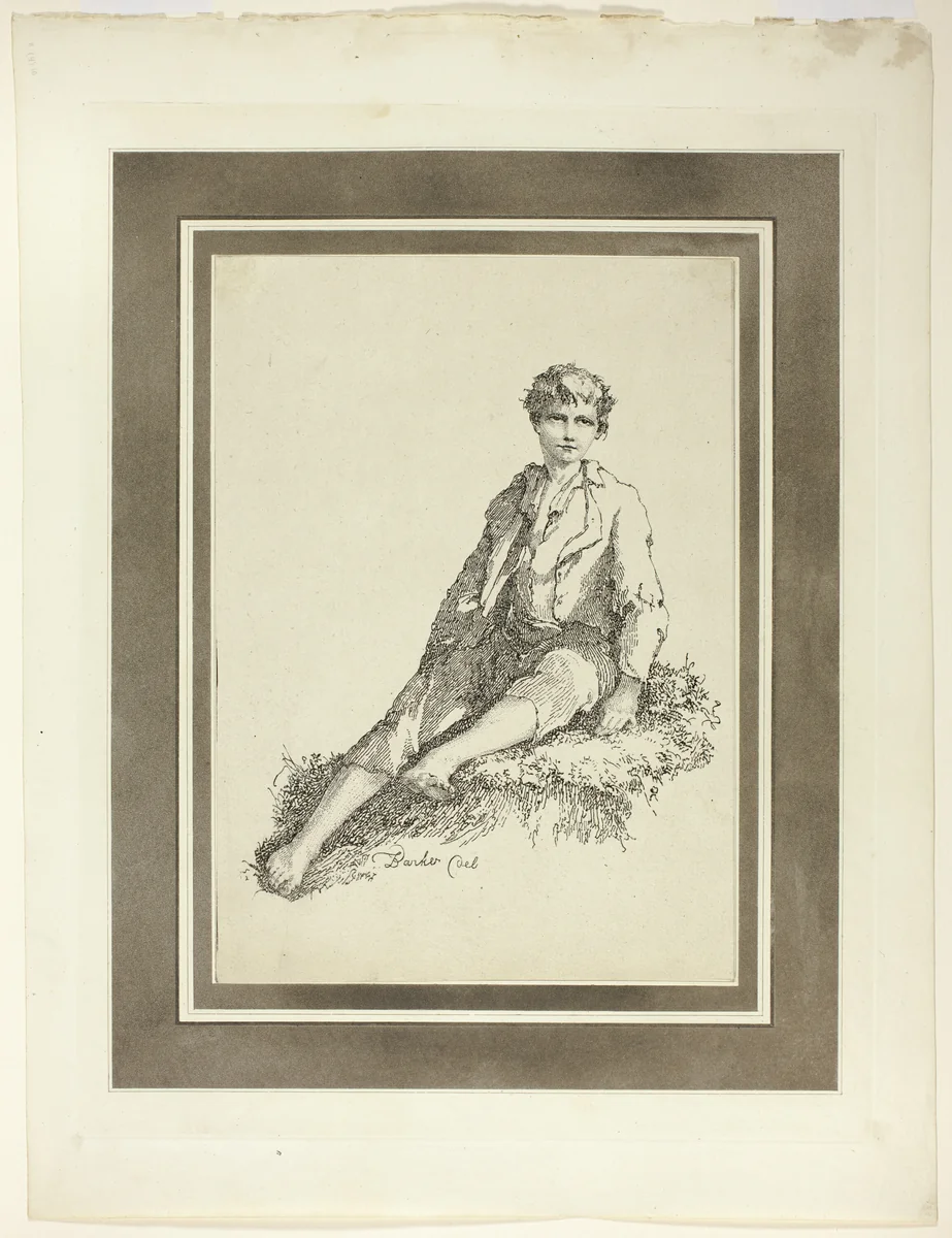 Young Boy Seated, from the first issue of Specimens of Polyautography by Thomas Barker, print, 1803