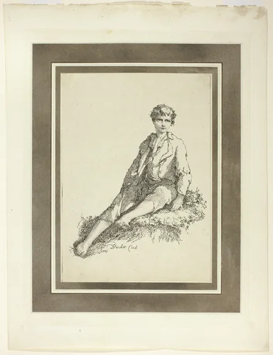 Young Boy Seated, from the first issue of Specimens of Polyautography by Thomas Barker, print, 1803