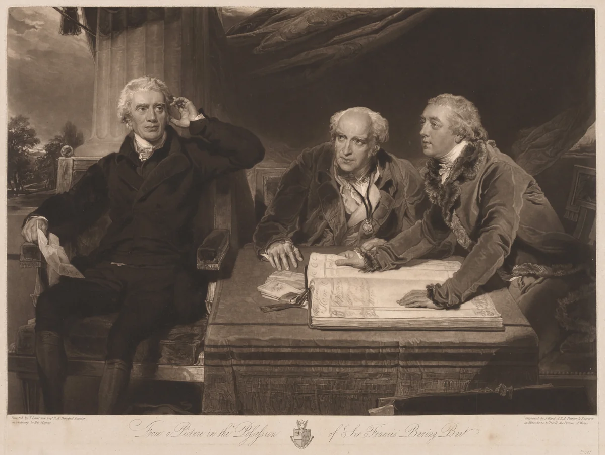 Sir Francis and John Baring and Charles Wall by James Ward, print