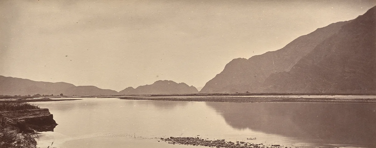 The Kabul River, Jellalabad, Scene of the Disaster by John Burke, photograph, 1878-1880