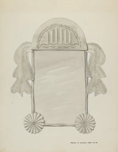 Small Tin Framed Mirror by Majel G. Claflin, index of american design, 1937