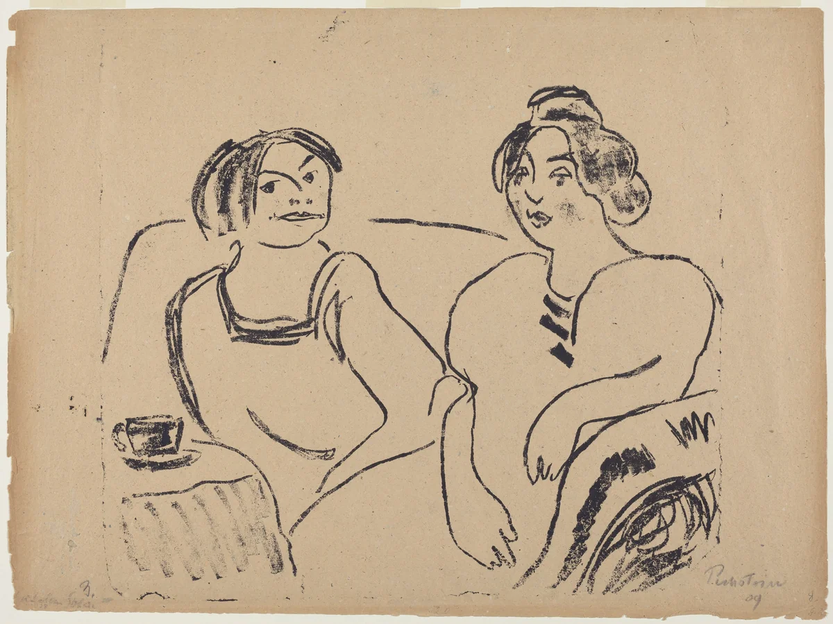 Two Women on a Sofa by Max Pechstein, print, 1909