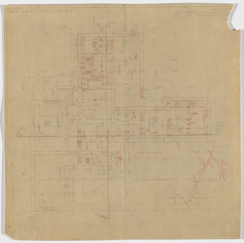 Wolf House, Gubin, Poland (Basement plan) by Ludwig Mies van der Rohe, mies van der rohe archive, 1925
