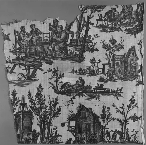 Scenes Flamandes (Furnishing Fabric) by Jean Baptiste Huet, textile, 1775-1800