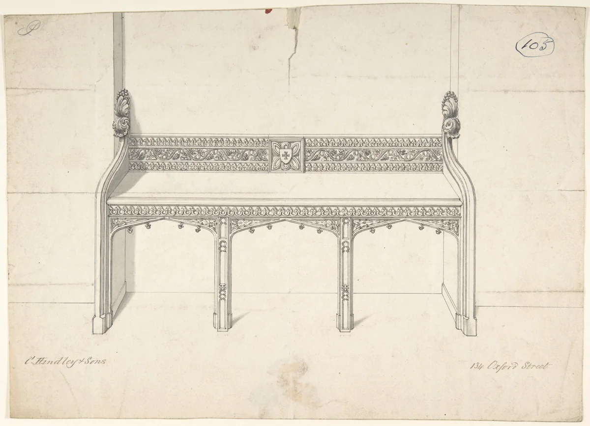 Design for Side Table by Charles Hindley and Sons, drawing, 1841-1884