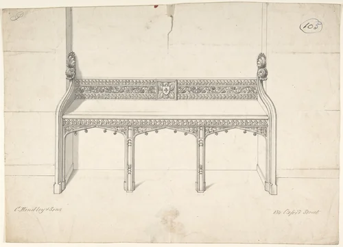 Design for Side Table by Charles Hindley and Sons, drawing, 1841-1884