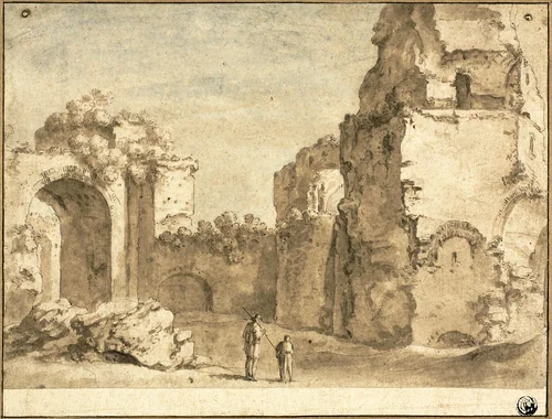 Roman Ruins by Bartholomeus Breenbergh, drawing, 1619-1657
