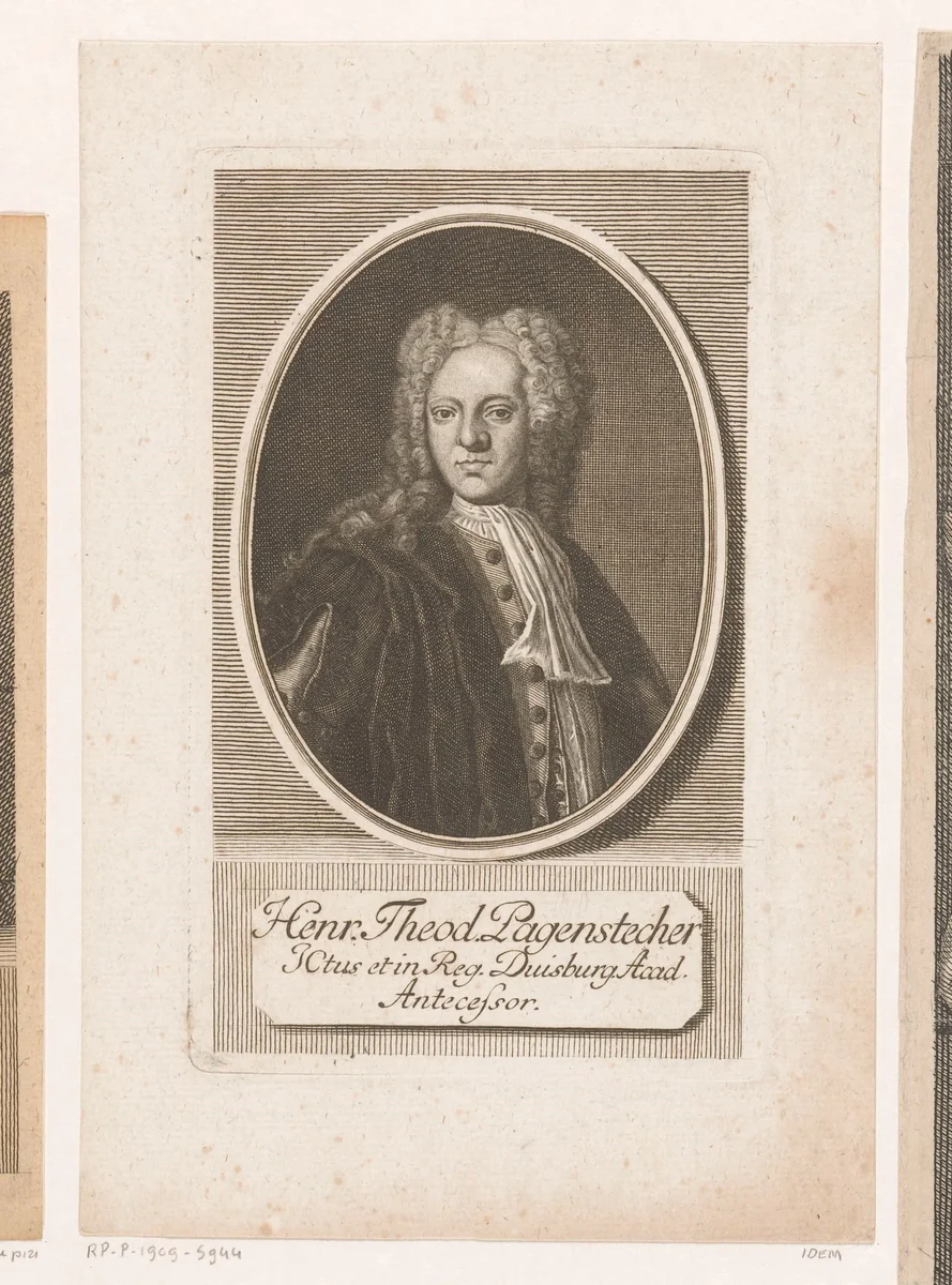 Portret van Heinrich Theodor Pagenstecher by Johann Martin Bernigeroth, print, 1742
