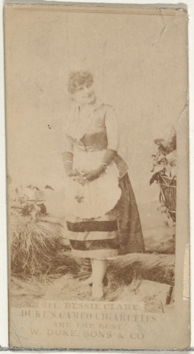 Card Number 211, Bessie Clare, from the Actors and Actresses series (N145-5) issued by Duke Sons & Co. to promote Cameo Cigarettes by W. Duke, Sons & Co., photograph, 1880-1889