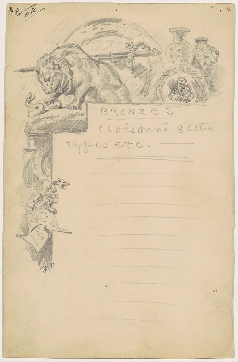 Study for "Bronzes" by James Henry Moser, drawing, 1890