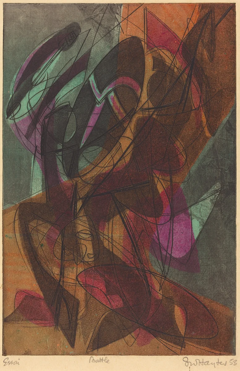 Combat by Stanley William Hayter, print, 1953