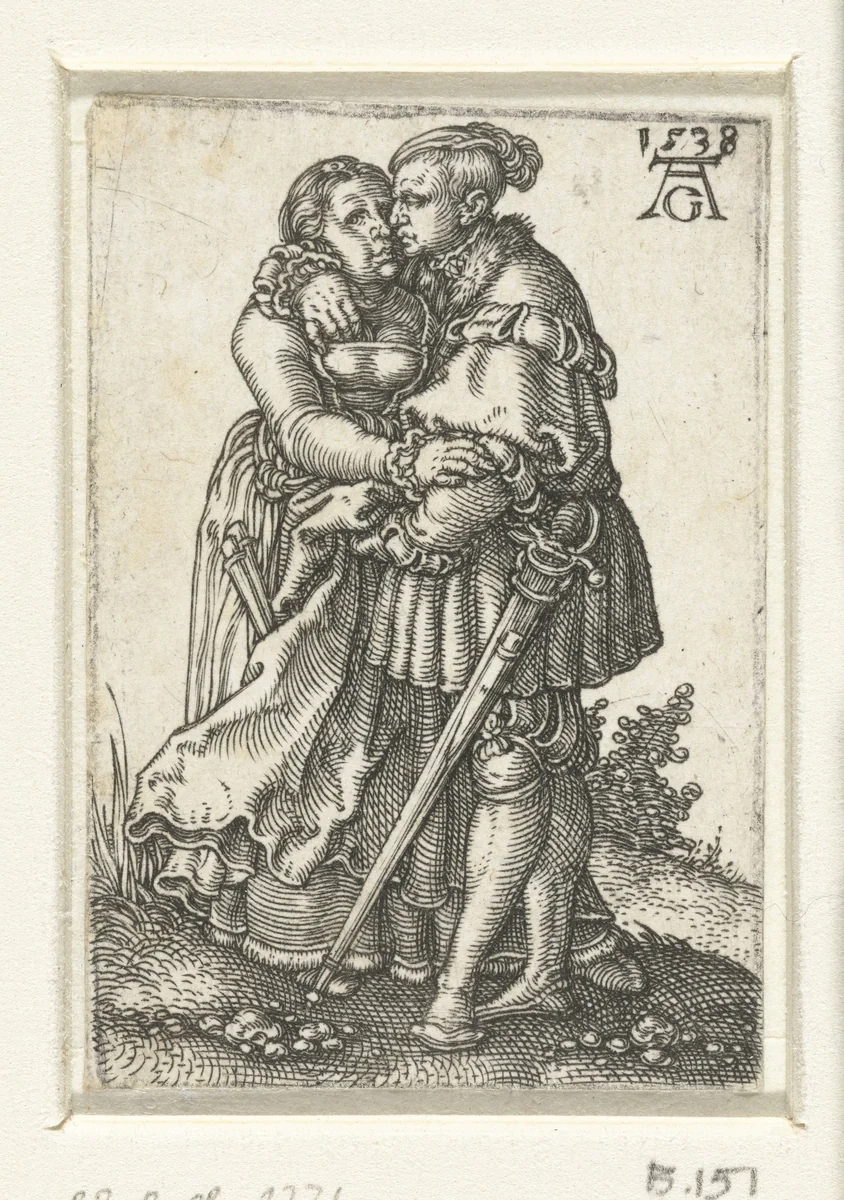 Omhelzend paar by Unknown, print, 1538