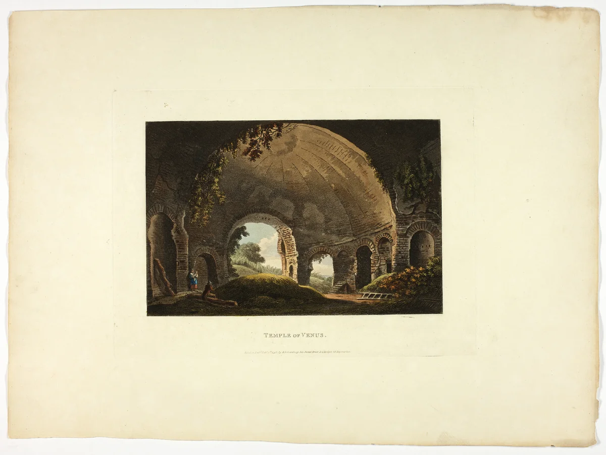 Temple of Venus, plate thirty-eight from the Ruins of Rome by M. Dubourg, print, 1798