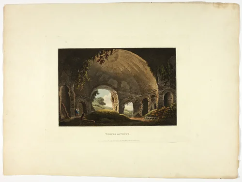 Temple of Venus, plate thirty-eight from the Ruins of Rome by M. Dubourg, print, 1798