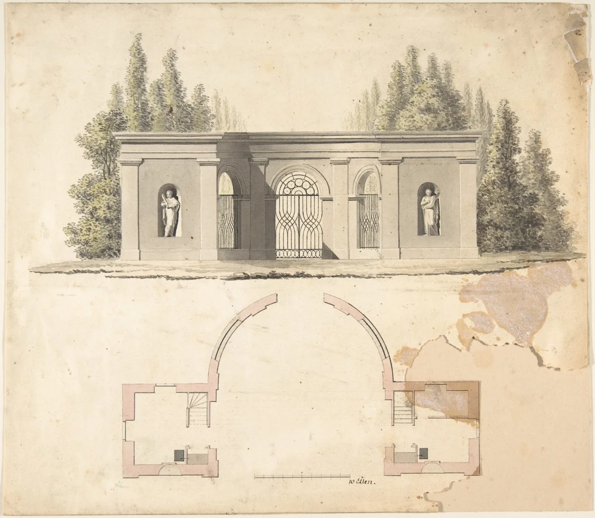 Elevation Design for Pavillion by anonymous, drawing, 1800-1900