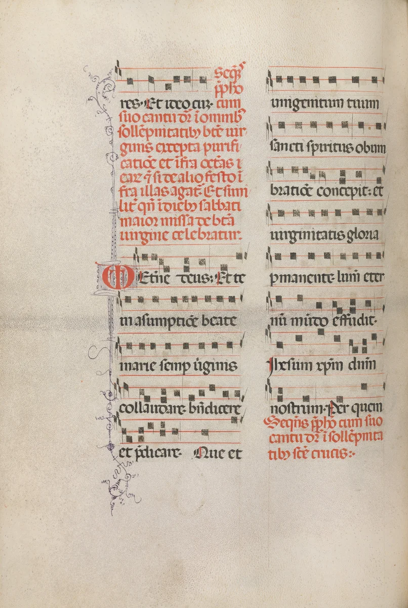 Missale: Fol. 181v: Music for various ordinary prayers by Bartolommeo Caporali, book, 1469