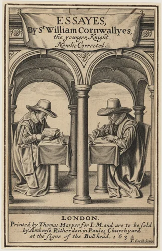 Title Page to Sir William Cornwally's Essays by Thomas Cecil, print, 1555-1687