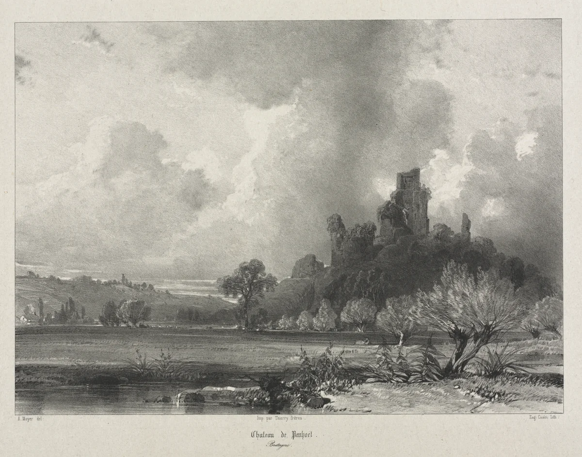 Voyages pittoresques et romantiques dans l'ancienne France. Bretagne: Chateau de Penhoet by Eugène Cicéri, print, 1820-1870