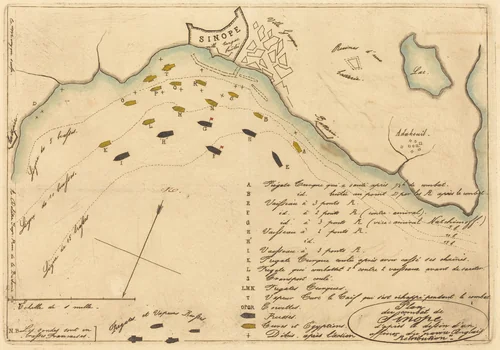 Plan du Combat de Sinope (Plan of the Battle of Sinope) by Charles Meryon; Auguste Delâtre, print, 1853