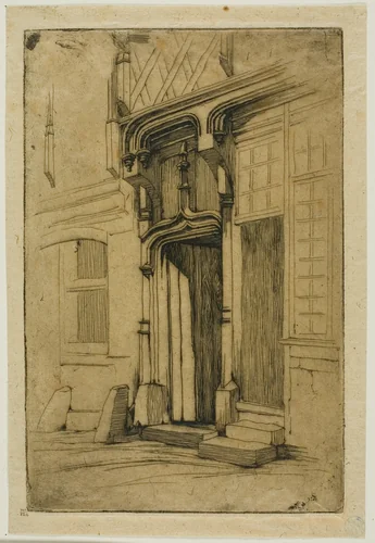 Doorway of an Ancient Convent, in the rue Mirabeau, Bourges by Charles Meryon, print, 1851