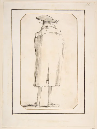 Caricature of a Man Seen from Behind by Giovanni Battista Tiepolo, drawing, 1755-1765
