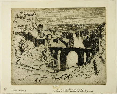 St. Martins Bridge, Toledo by Joseph Pennell, print, 1904