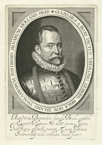 Portret van Willem Bloys van Treslong by Willem Jacobsz Delff, print, 1590-1638