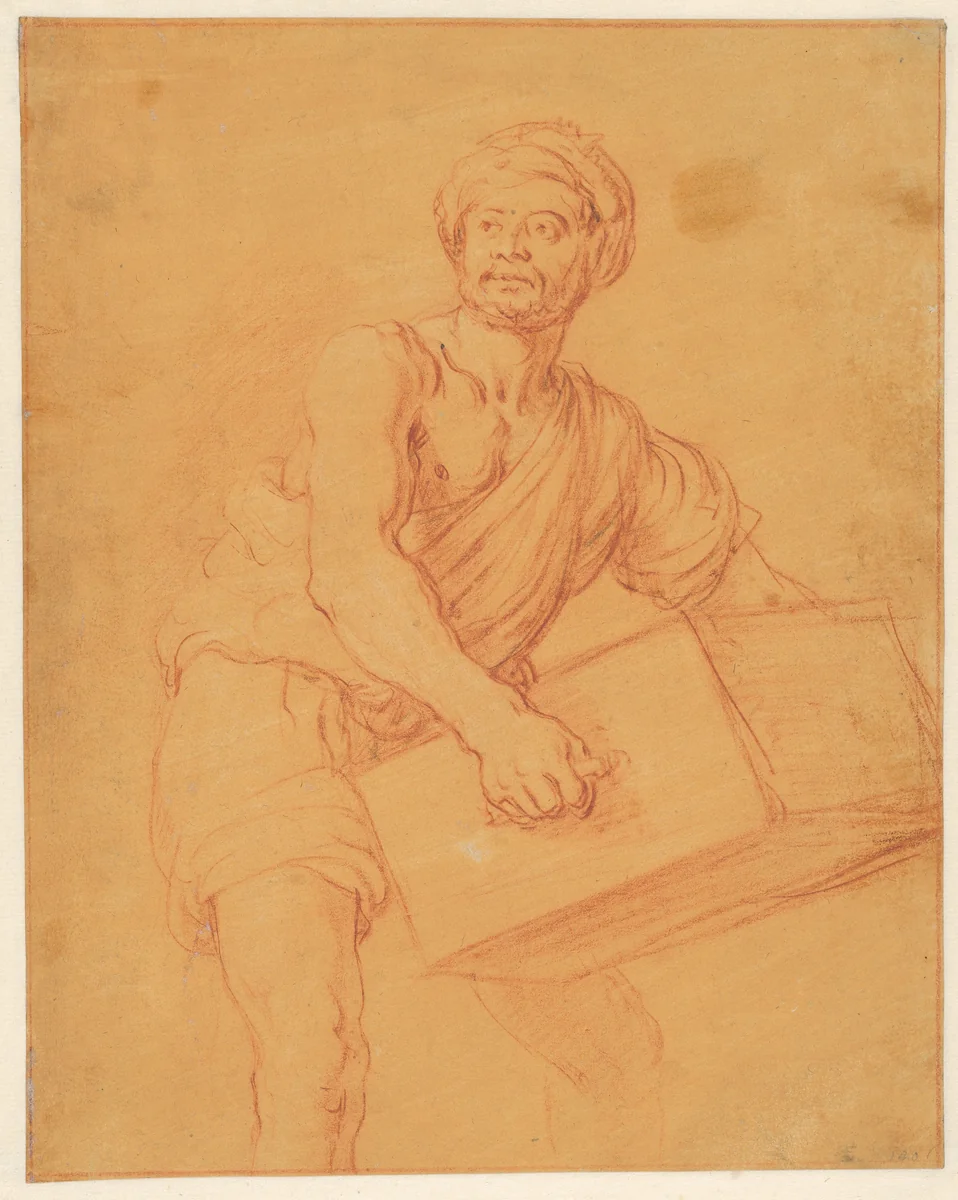 Study of a Bearded and Turbaned Man Carrying a Chest by Pieter Lastman, drawing, 1625-1630