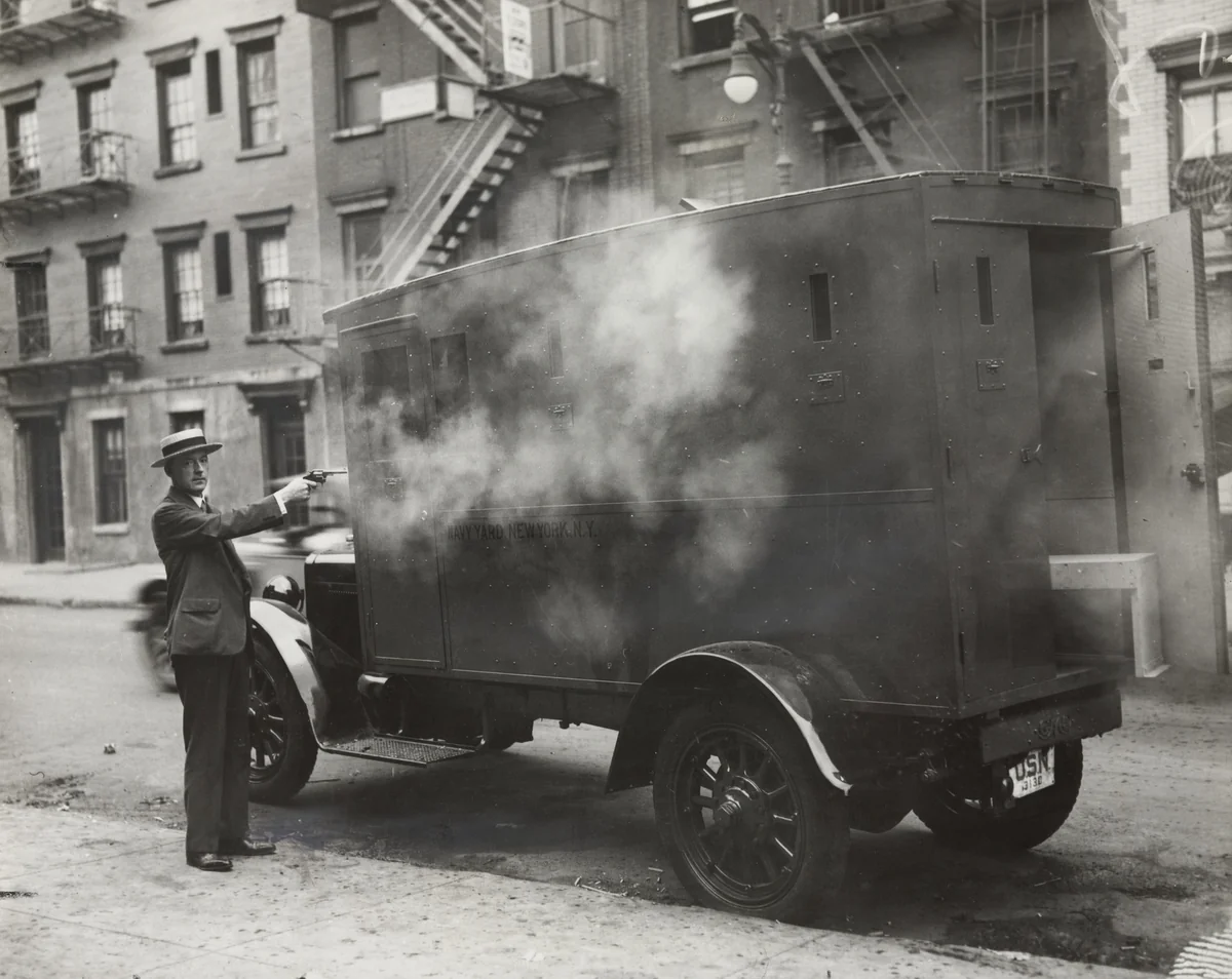 "A Land Battleship for The Navy: An Armed Car" by Times Wide World Photos, photograph, 1958
