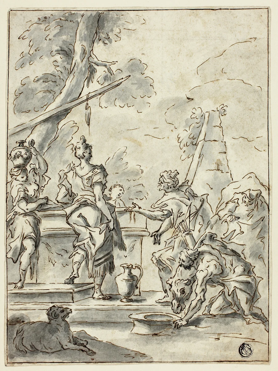 Rebecca at the Well by Unknown Artist, drawing, 1700-1799