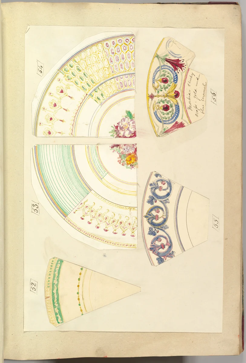 Nine Designs for Decorated Plates by Alfred Forrester, drawing, 1845-1855