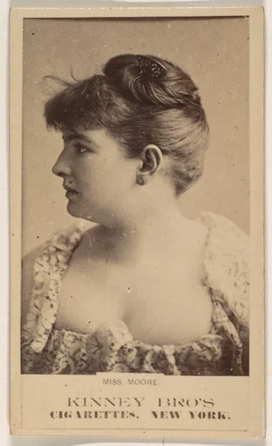 Miss Moore, from the Actresses series (N245) issued by Kinney Brothers to promote Sweet Caporal Cigarettes by Kinney Brothers Tobacco Company, photograph, 1890