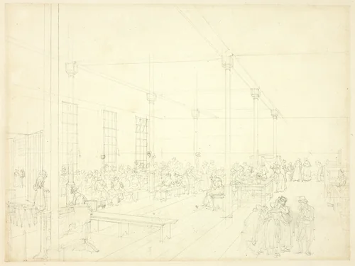 Study for Workhouse, St. James' Parish, from Microcosm of London by Augustus Charles Pugin
Thomas Rowlandson, drawing, 1807-1809
