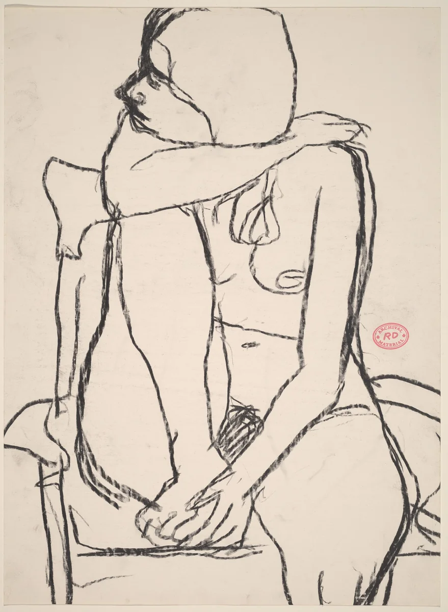 Untitled [nude in an armchair with her right foot in the seat] by Richard Diebenkorn, drawing, 1955-1967