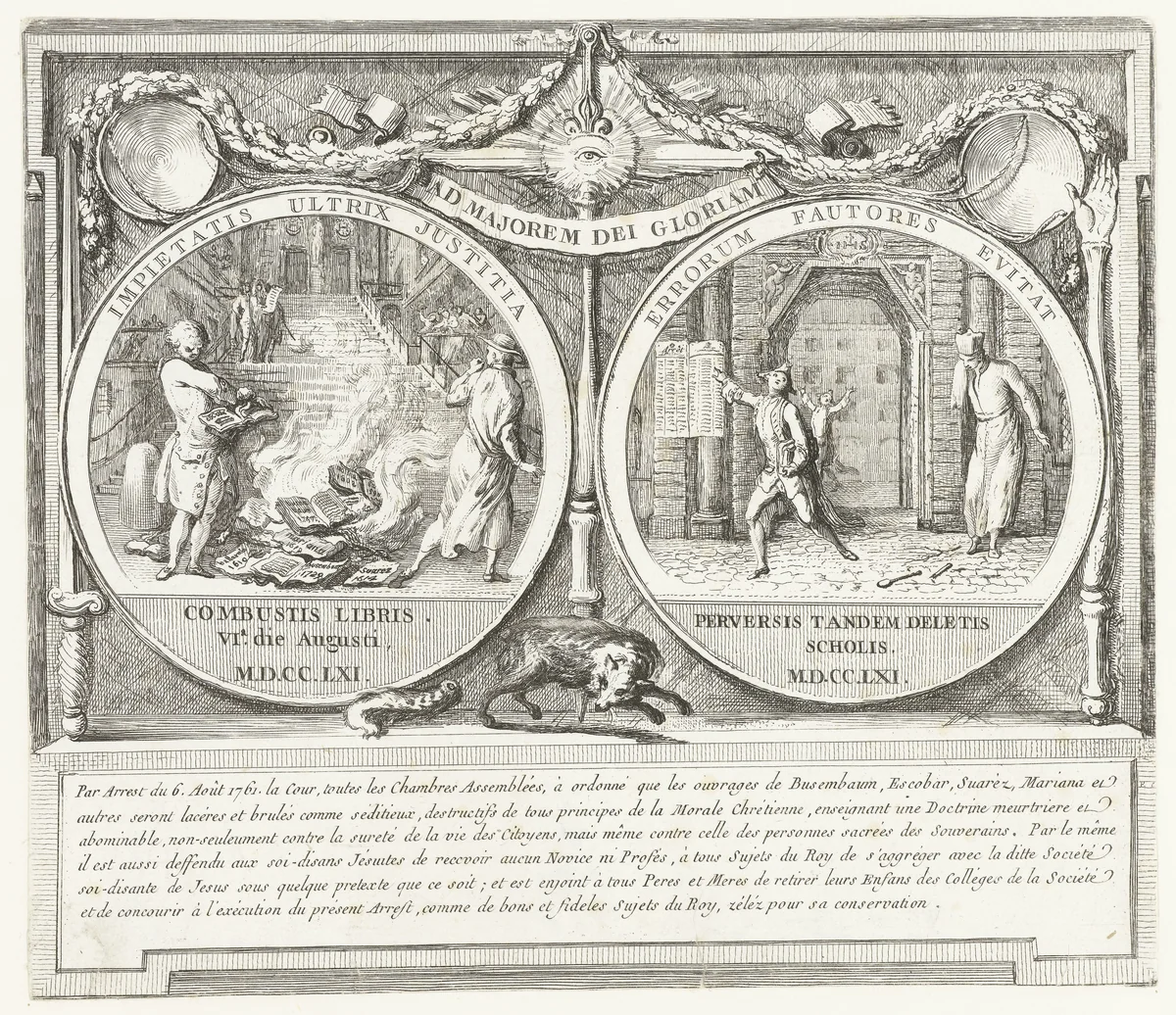 Verdrijving van de Jezuieten by Gabriel Jacques de Saint-Aubin, print, 1761
