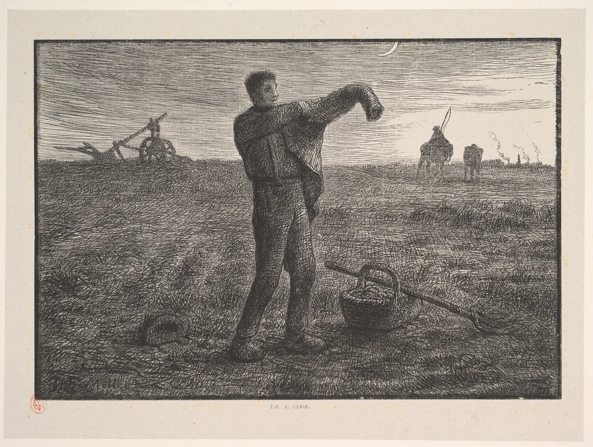 Evening, from "Four Times of the Day" by Jean-François Millet, print, 1830-1875