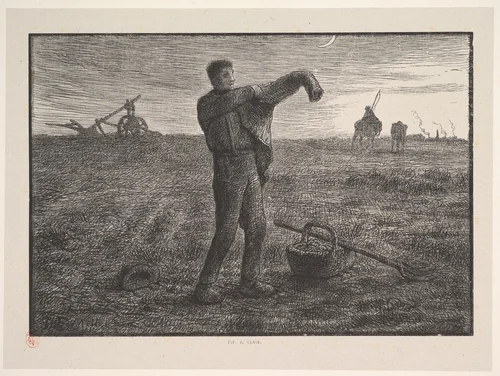Evening, from "Four Times of the Day" by Jean-François Millet, print, 1830-1875