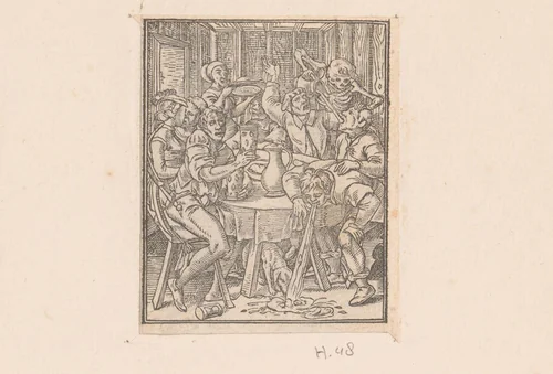 Dronkaard met de Dood by anonymous, print, 1547