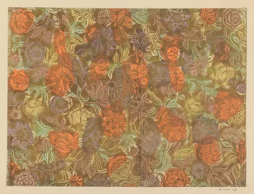 Blad met patroon van bloemen by Johann Michael Munck, other, 1730-1760
