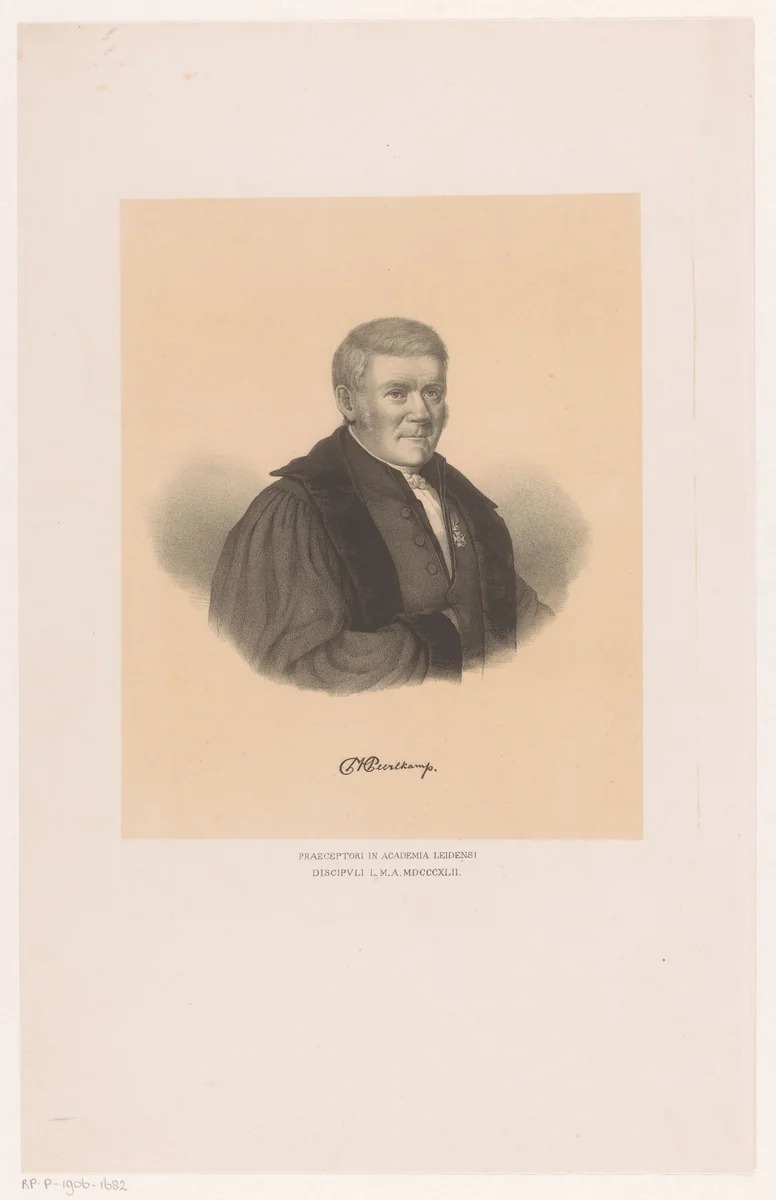 Portret van Petrus Hofman Peerlkamp by Leendert Springer, print, 1842