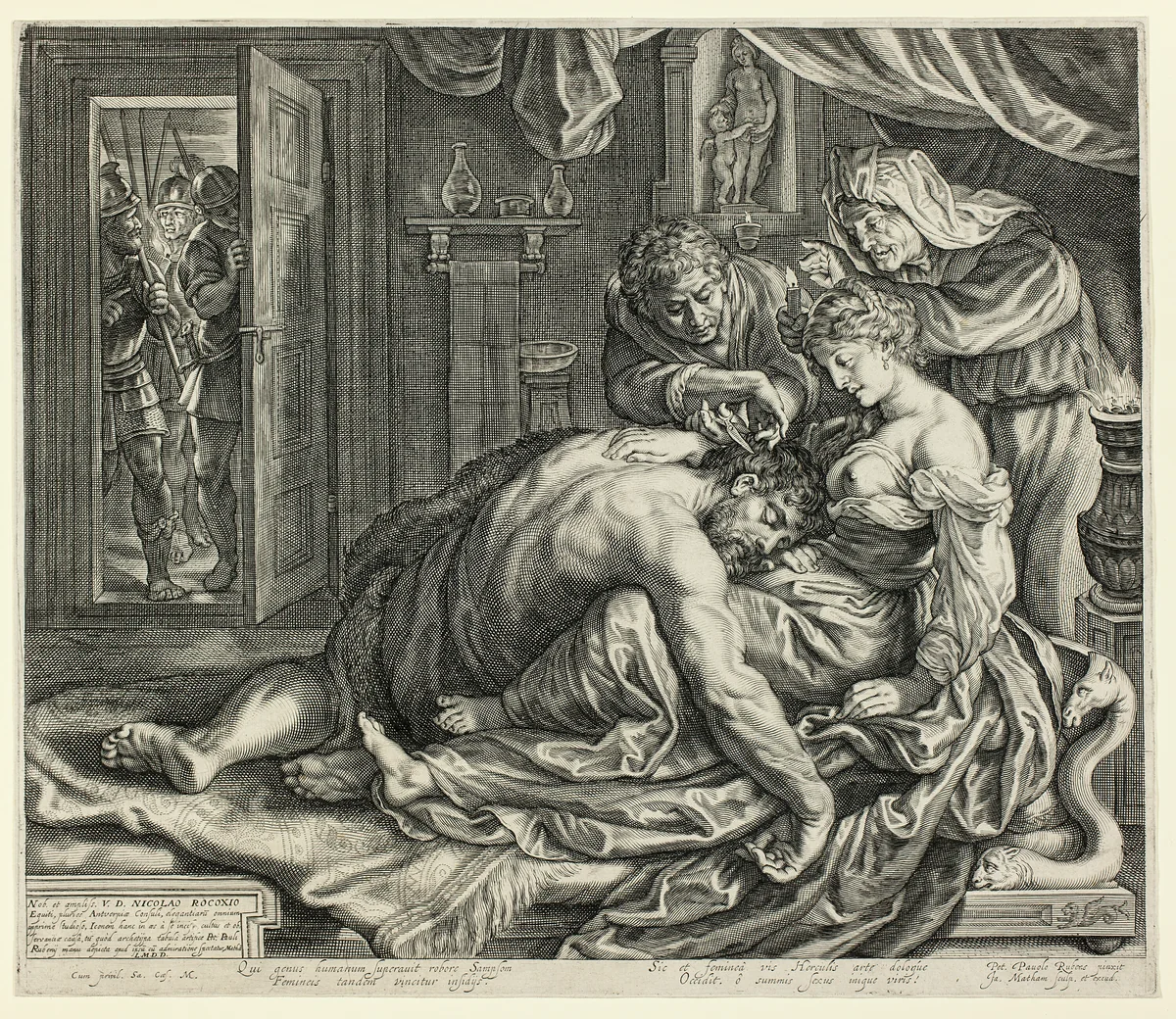 Samson and Delilah by Jacob Matham, print, 1607-1617