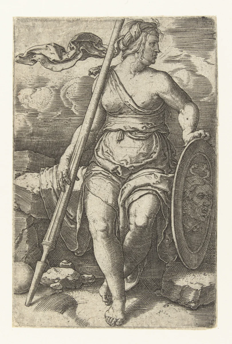Pallas Athene by Lucas van Leyden, print, 1528-1532