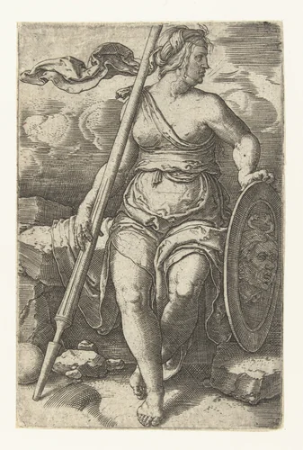 Pallas Athene by Lucas van Leyden, print, 1528-1532
