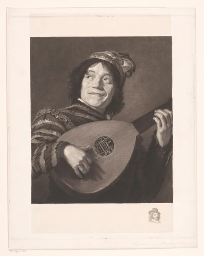 Luitspeler by Rudolf Stang, print, 1841-1891