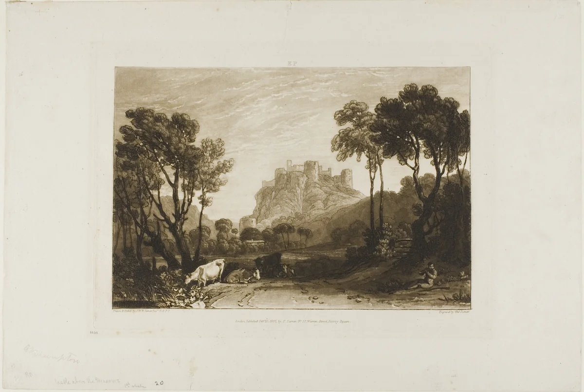 The Castle Above the Meadows, plate 8 from Liber Studiorum by Joseph Mallord William Turner, print, 1808