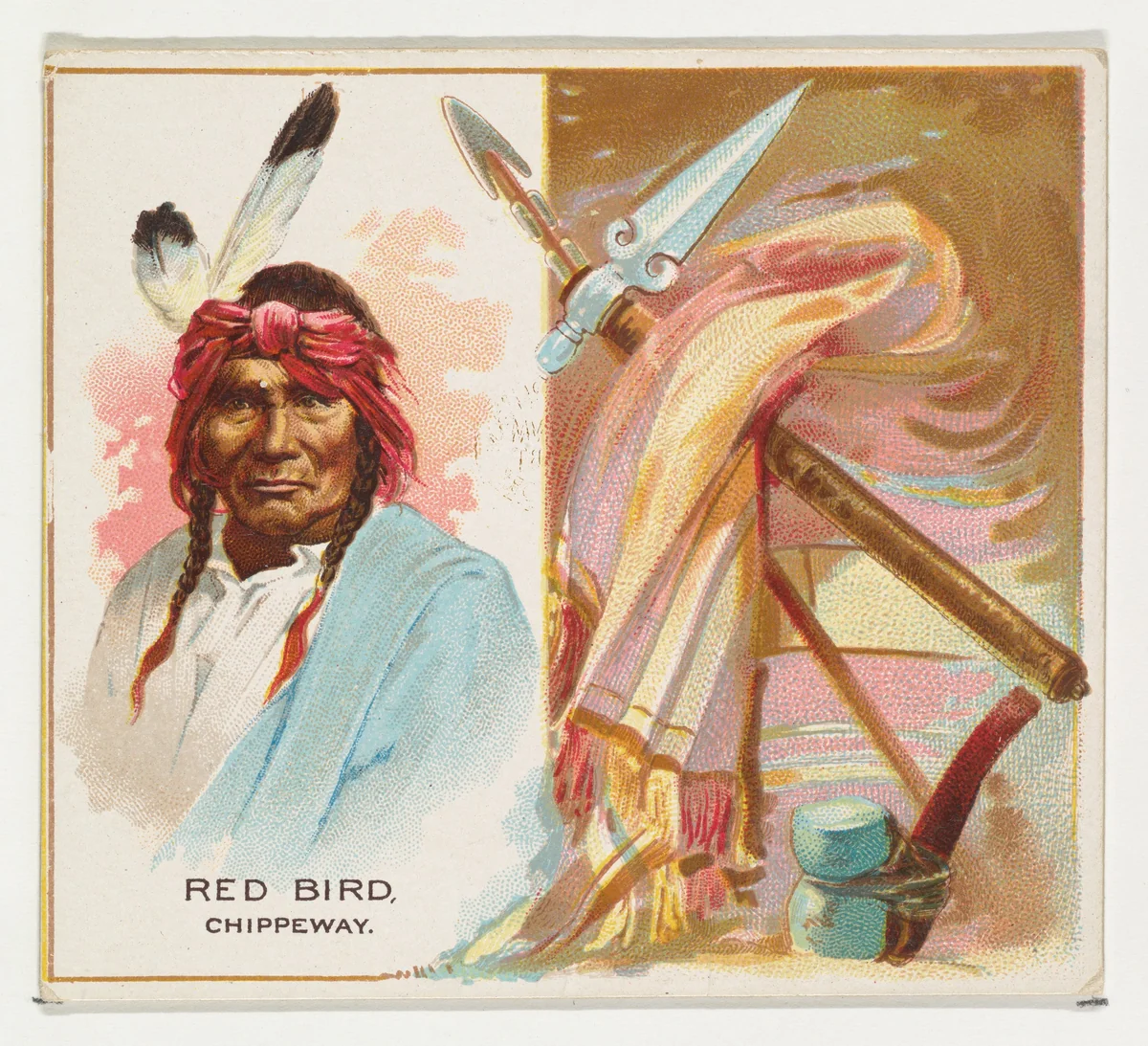 Red Bird, Chippeway, from the American Indian Chiefs series (N36) for Allen & Ginter Cigarettes by Allen & Ginter, print, 1888